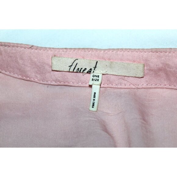 Anthropologie June Embroidered Floral & Cranes Pink Top One Size Flare Sleeves - Picture 10 of 14